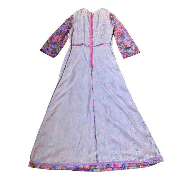 70s vintage flower maxi dress hippy floral print A-line high waist boho. - Picture 10 of 10